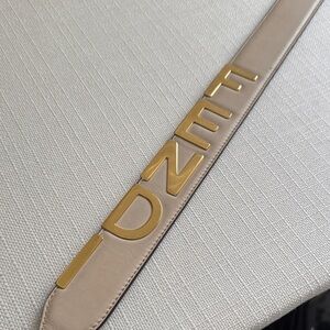 Fendi Beige and Black Bag Strap with Gold Lettering